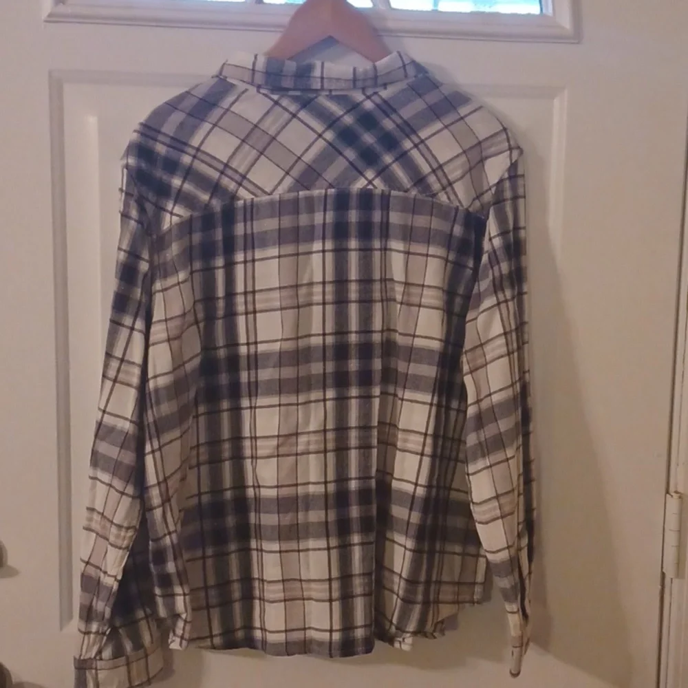 Basic editions womens plaid flannel shirt black and gray size XXL NWT - Picture 5 of 5